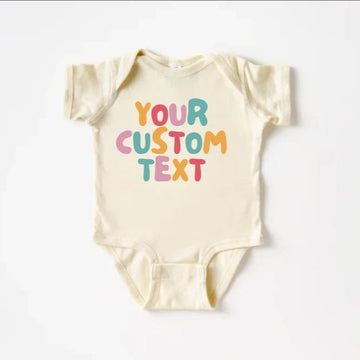 Personalized Baby Onesie or Toddler Shirt β Custom Text in Colorful Font