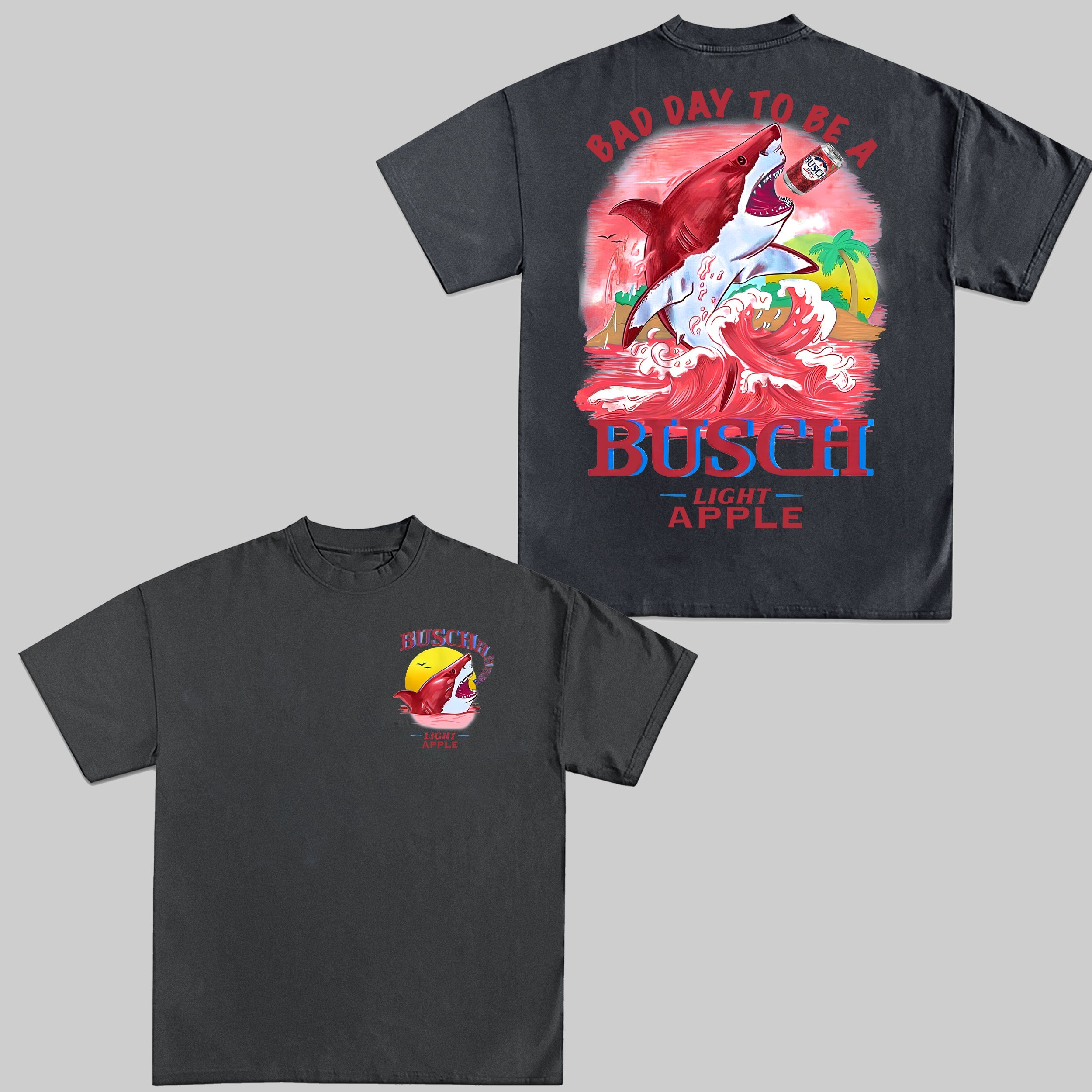 Busch Light Apple Shark Graphic Tee – Funny Beer Lover Shirt for Men & Women, Summer Beach T-Shirt