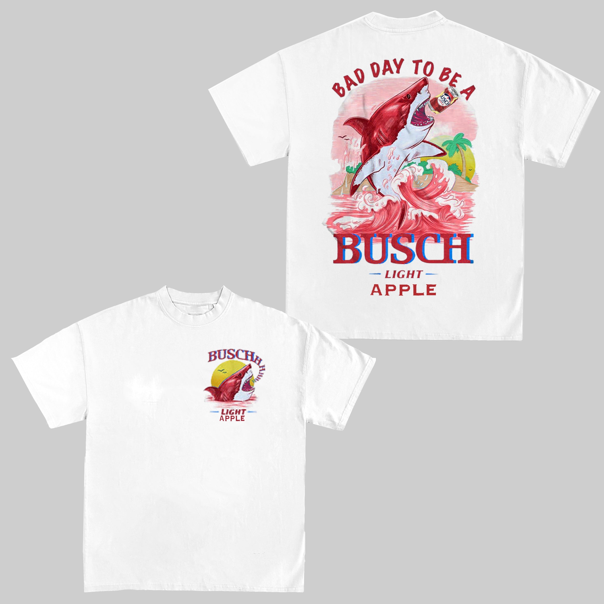 Busch Light Apple Shark Graphic Tee – Funny Beer Lover Shirt for Men & Women, Summer Beach T-Shirt