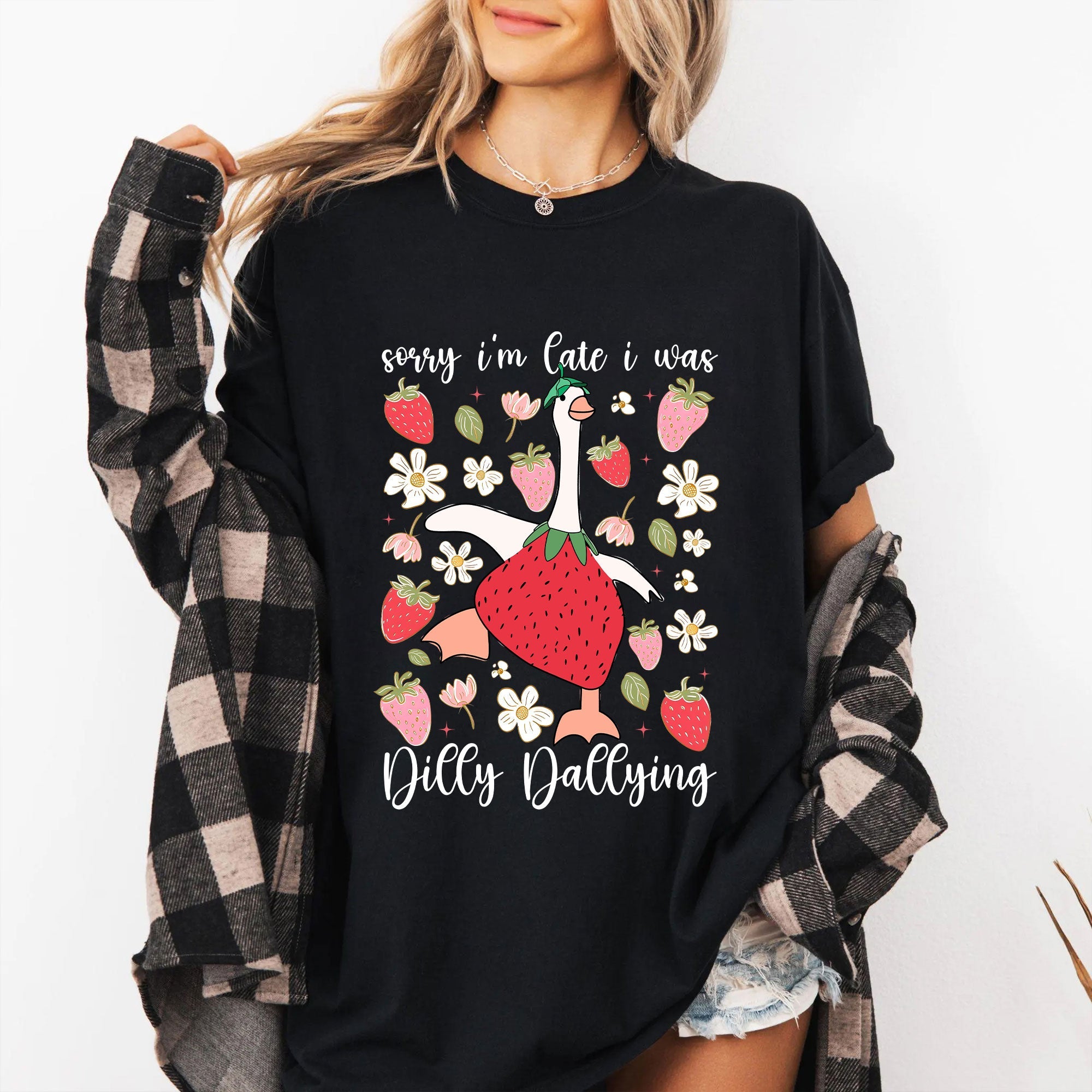 Dilly Dallying Goose T-Shirt – Funny Strawberry Duck Graphic Tee