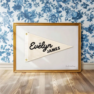 Custom Name Embroidered Pennant Wall Flag | Personalized Nursery Décor