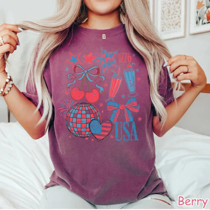 USA Retro 4th of July Graphic Tee | Vintage Patriotic T-Shirt for Women – Independence Day Aesthetic Shirt
