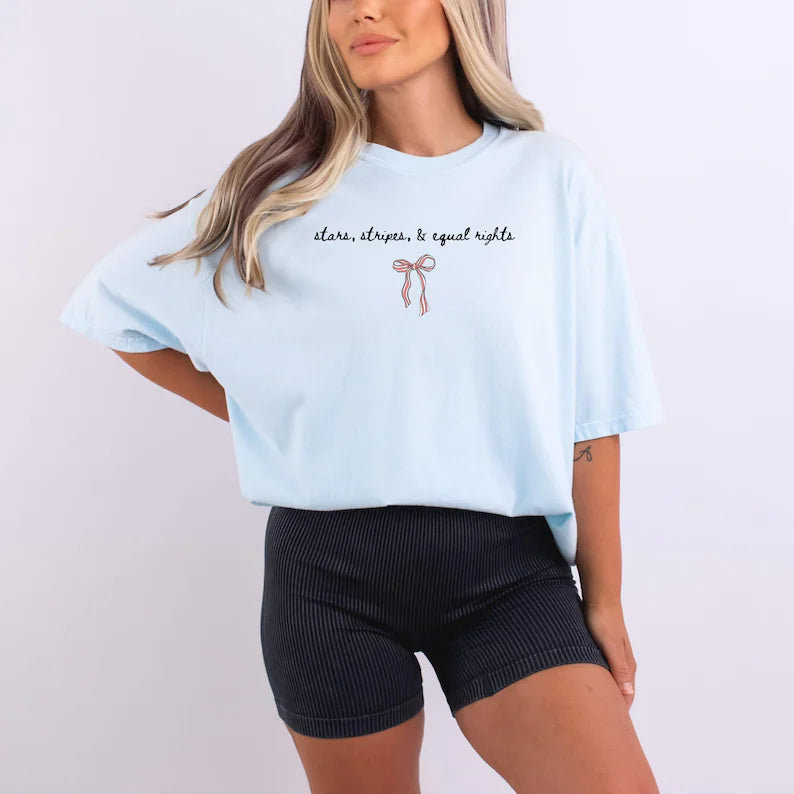 Stars, Stripes & Equal Rights T-Shirt | Patriotic Feminist Tee for Women – 4th of July Equality Shirt USA Independence Day