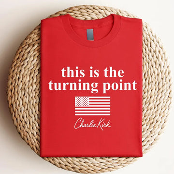 Charlie Kirk Shirt: This is the turning point t-shirt American Flag Tee