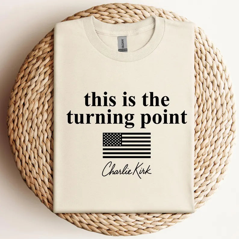 Charlie Kirk Shirt: This is the turning point t-shirt American Flag Tee